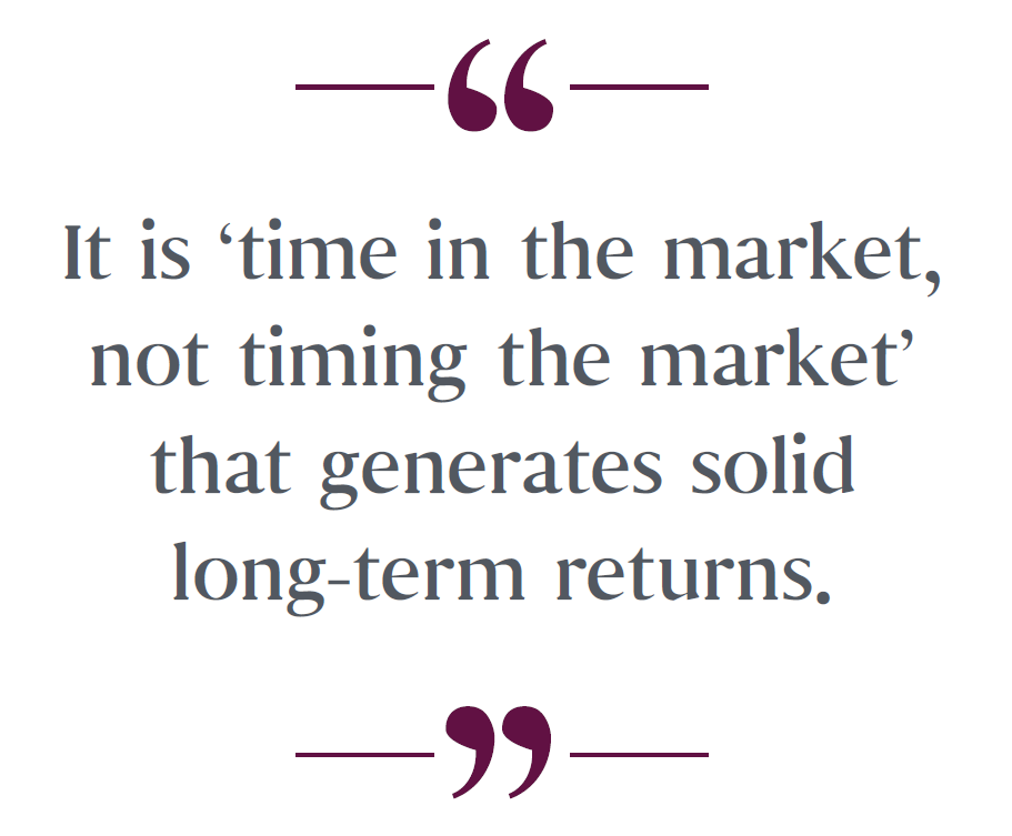 It is ‘time in the market, not timing the market’ that generates solid long-term returns.